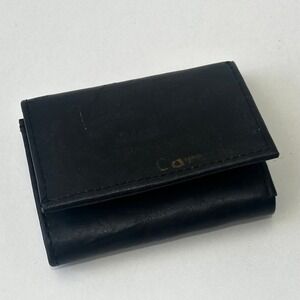 Black Leather Trifold Wallet Card Holder Artisan Nicaraguan Made - Engraved Name